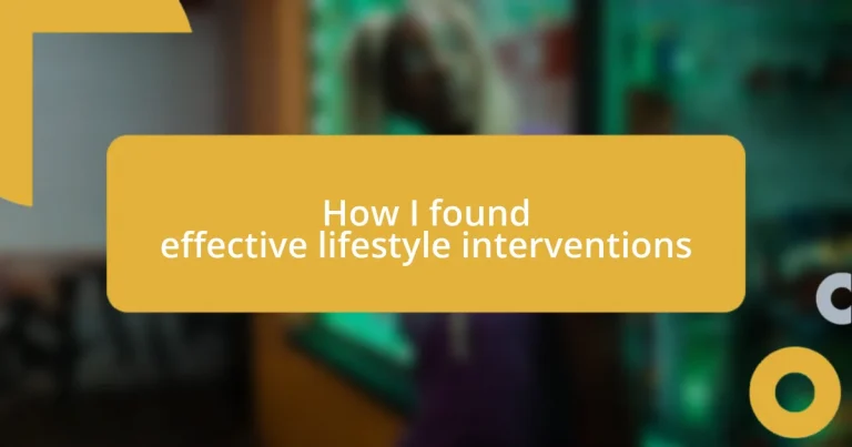 How I found effective lifestyle interventions